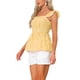 thumbnail image 4 of INSPIRE CHIC Blusa de Cuadros con Peplum para Mujer de Regreso a Clases Cuello Cuadrado Sin Mangas Verano XS Amarillo, 4 of 5