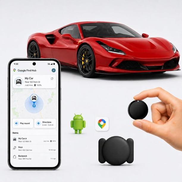 Mini rastreador GPS magnético para vehículos, impermeable IP65, seguimiento en tiempo real oculto compatible solo con Android, anti‑robo para coche, camión, motocicleta y activos (solo Android)