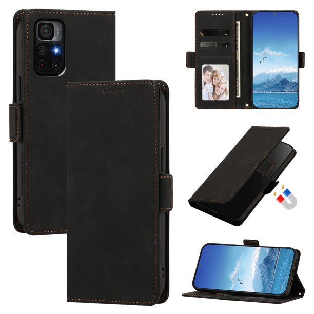 Funda Billetera Delgada para Xiaomi Redmi Note 11 4G con Ranuras y Soporte Negro