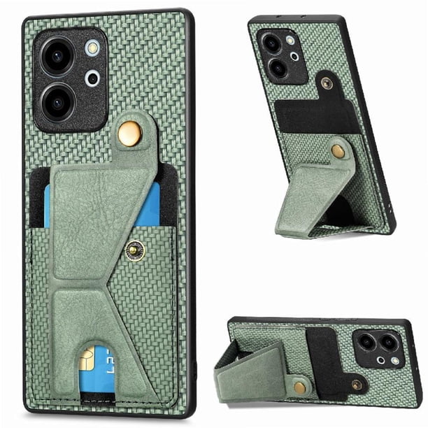 Funda Resistente para Honor 80 SE con Tarjetero y Soporte, Diseño Magnético Verde