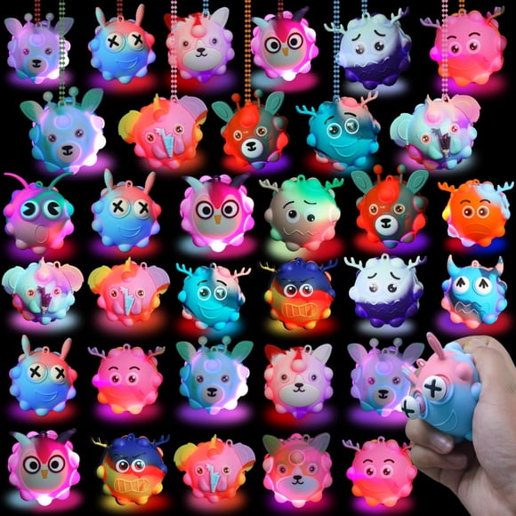 Supovil Paquete de 48 pelotas antiestrés 3D luminosas y que brillan en la oscuridad