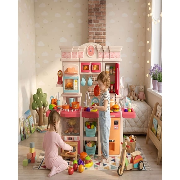 Cocina de Juguete Infantil 108 Piezas con Sonido y Salida de Agua