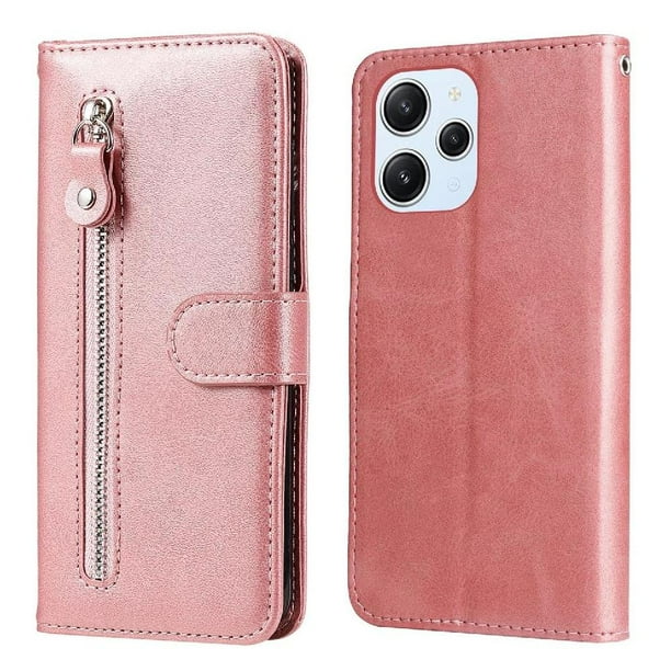 Funda con Cremallera para Xiaomi Redmi 12 4G, Carcasa Cartera de Cuero PU con Soporte y Tarjetero