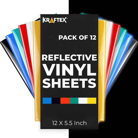 Vinilo reflectante Kraftex 14 cm x 28 cm – Paquete de 12 hojas
