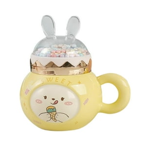 Genérico - Lindas Tazas De Café De Conejo Con Tapa Y Asa De Dibujos Animados Para Fiesta En Casa Mujer Hombre Amarillo Claro
