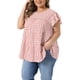 thumbnail image 4 of Agnes Orinda Blusa de Mujer Talla Grande Estilo Años 50 Cuello Redondo Mangas Cortas Acampanadas Blusa de Verano Babydoll Talla 2X Rosa, 4 of 6