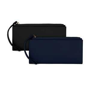 Carven Paris - Pack 2 Billeteras De Mujer Delia Negro Y Azul