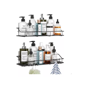 Genérico - Organizador De Ducha Set X2 Repisa Baño Adhesiva Inoxidable Negro