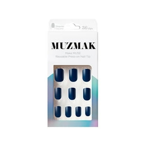 Muzmak - - Uñas Press On Classic Navy Regular Square 36 U.