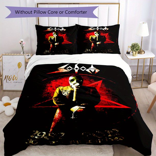 3pcs Bedding Set Duvet Cover Closure Includes 1 Duvet Cover & 2 Pillowcases for All Seasons Bedroom Decor, Home Dorm High-Definition Print Sodom Band A270