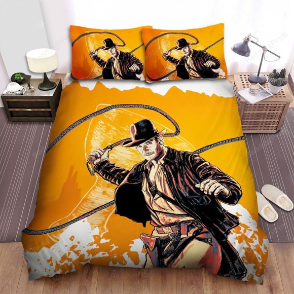 Indiana Jones And The Last Crusade Orange Cowboy Feather Duvet Cover Bedding Set3-Piece Bedding Set (1 Duvet Cover + 2 Pillow Shams)