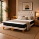 thumbnail image 2 of Cama europea Kumara 2 plazas con colchón y respaldo capitoné beige en lino 150x190 cm, 2 of 5