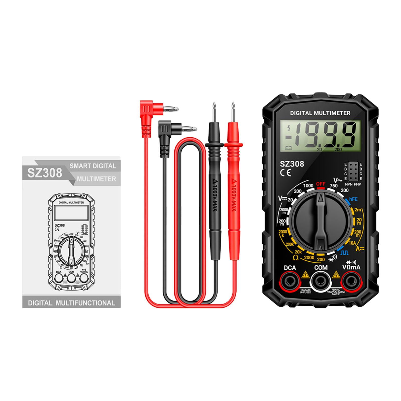 Magideal - Multímetro Eléctrico Sz308, Probador, Herramienta Profesional, Pantalla, Medidor De Voltaje, Retención De Datos Negro