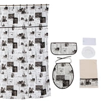 Gentile - Cortina Y Set Baño 7Pzas Diseño Diario 180×180 Cms