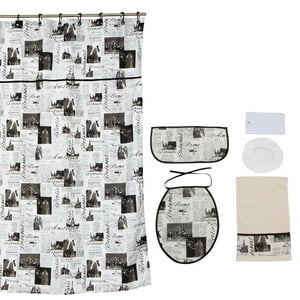 Gentile - Cortina Y Set Baño 7Pzas Diseño Diario 180×180 Cms