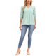 thumbnail image 2 of INSPIRE CHIC Blusas de Mujer con Ojales, Mangas 3/4, Cuello en V Plisado, Encaje Bordado, Camisas Casuales Sueltas S Verde Menta, 2 of 5
