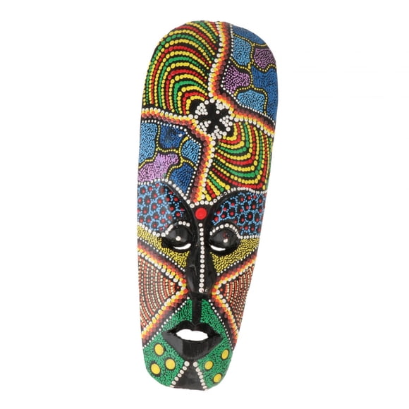 Máscara De Tótem Africano, Artesanía Llena De Colores, Máscara Africana De Puntos Para Dormitorio, Jardín, 11x30cm