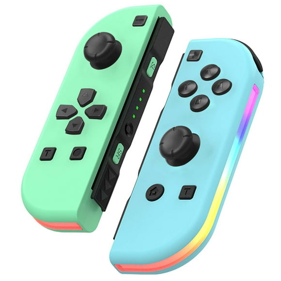 Control para Nintendo Switch - Mando Inalámbrico con Luces RGB, Vibración Dual y Función Turbo - Azul y Verde