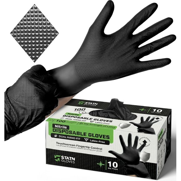 Guantes de Nitrilo Staten Tools Talla Grande 10 mil con Agarre Diamante