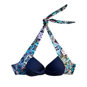 Samia - Bikini Sostén Con Barba Y Relleno Estampado Azul Xxl