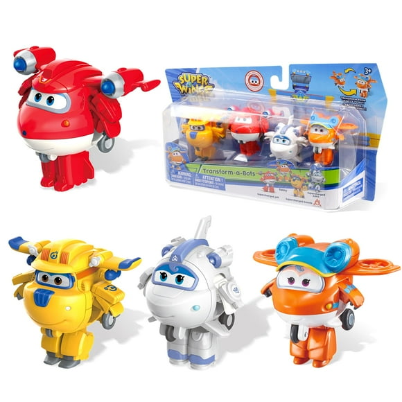 Toy Super Wings 2 Transform-a-Bots, paquete de 4 unidades con minifiguras