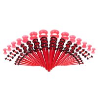 Magideal - Kit De 50 Medidores, Tapones Cónicos, Túneles 14G-00G Para Mujeres Y Hombres, Estiramiento De Oreja De 1,6 Mm A 10 Mm, Juego De Expansor De Medidores Rojo