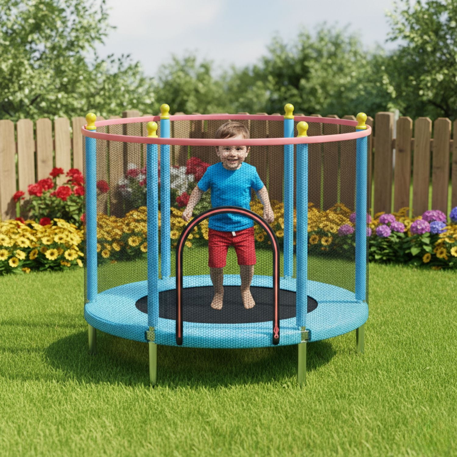 Babyluna - Mini Trampolín Cama Elástica 1.4m Para Niño Celeste