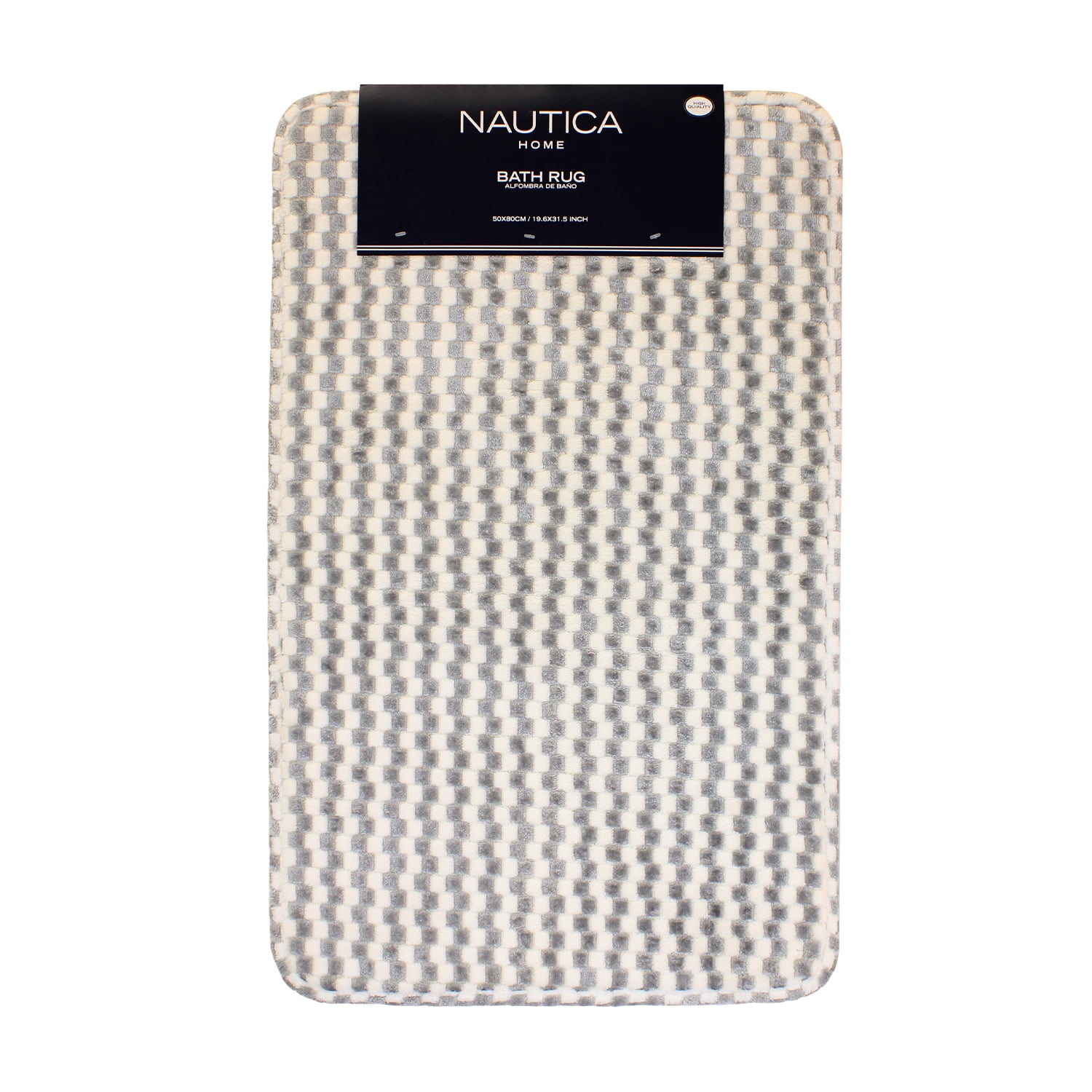 Nautica - Alfombra De Baño Memory Foam 50x80 Cm Cuadros Silver