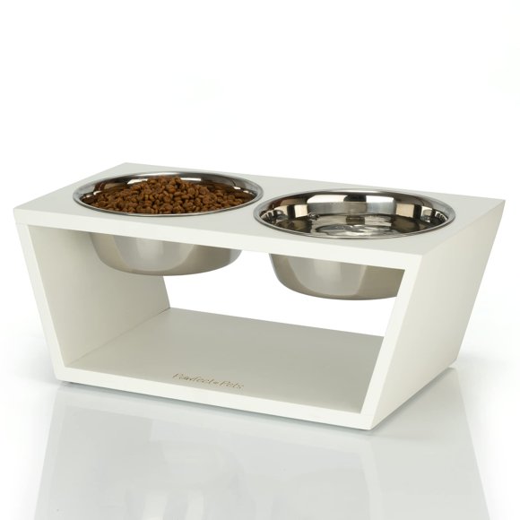 Soporte elevado para cuencos de perro Pawfect Pets 18 cm blanco, 4 cuencos