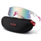 thumbnail image 3 of POLASUP GAFAS LENTES DE SOL Gafas de sol deportivas blancas con detalles rosas y lentes iridiscentes. Diseño moderno, protección UV 400. Ideales para ciclismo, running y actividades, 3 of 5