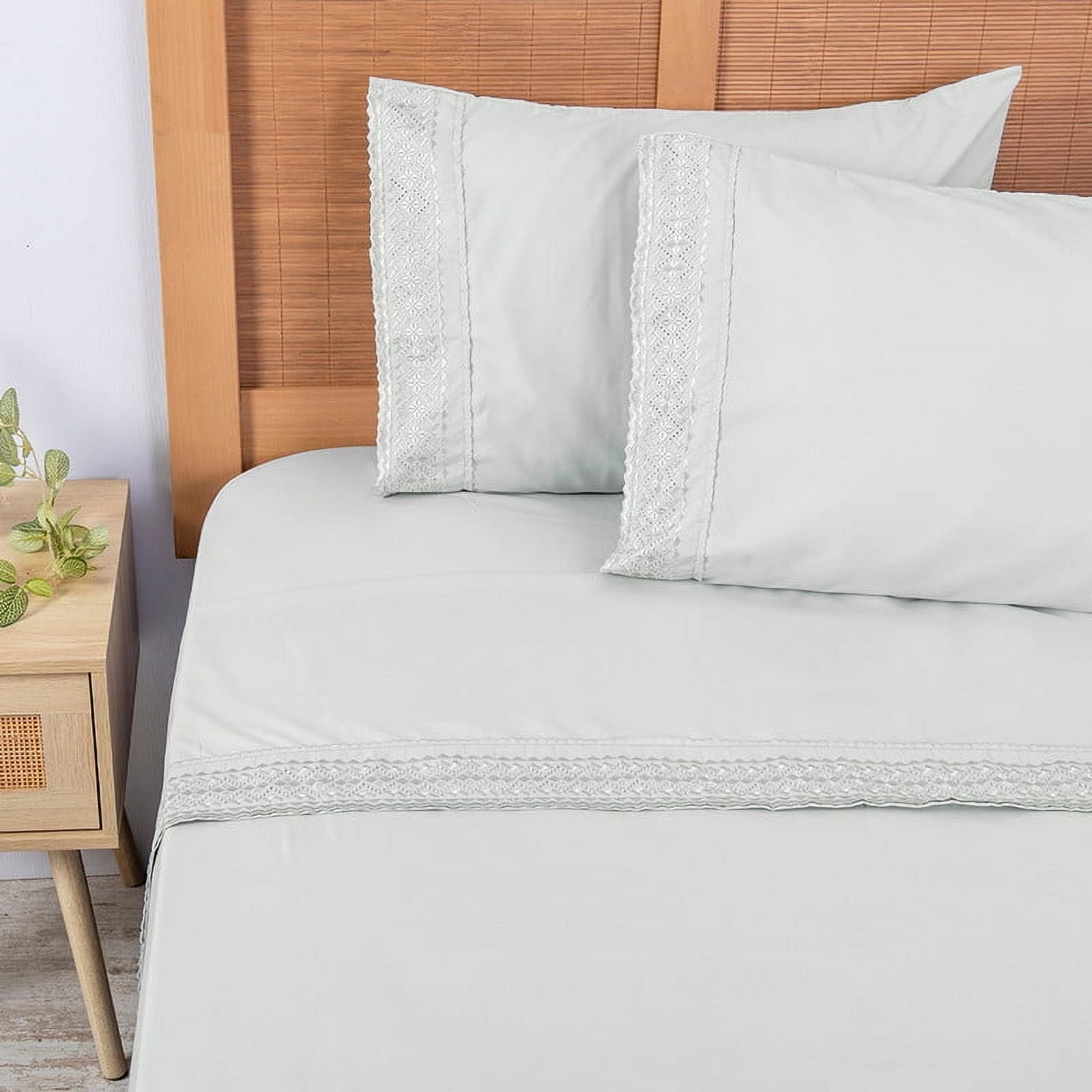 Sabana Mf Plumetti Broderie King Celeste