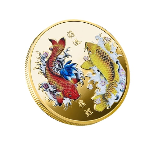 Bothyi - Moneda De La Suerte De Koi Chino, Regalos Navideños, Decoración De Estantería, Monedas De Desafío De Carpa, Multicolor