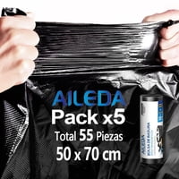 Aileda Bolsa De Basura Pequeña 50X70 Cms - Excelente Calidad 5 Rollo Con En Total 55 Unidades
