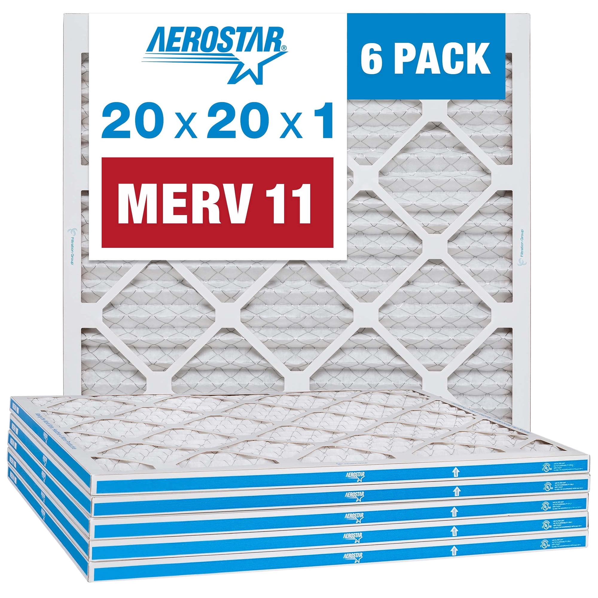 Filtro De Aire Aerostar Merv 11 20 X 20 X 1 (50 X 50 X 2 Cm), Paquete De 6
