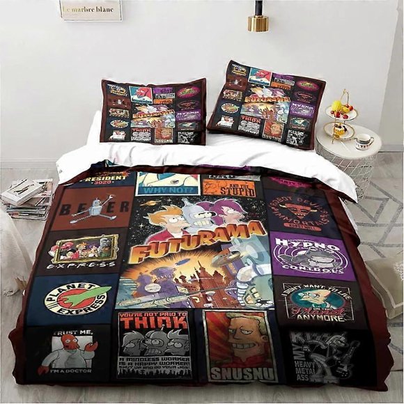Cartoon futuramas Bender bedding set duvet cover bed set quilt cover pillowcase comforter king queen size boys adult bedding set-