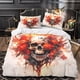 thumbnail image 3 of Juegos de funda nórdica con calaveras - Funda nórdica 3D, juego de ropa de cama gótico para niños y niñas, juego de 3 piezas con cierre de cremallera, microfibra suave., 3 of 3