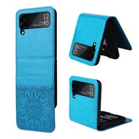 Funda Tipo Cartera Foxdock Para Samsung Galaxy Z Flip 3 , Diseño Girasol En Relieve, Cuero Pu, Cierre Magnético, Soporte Y Tarjetero