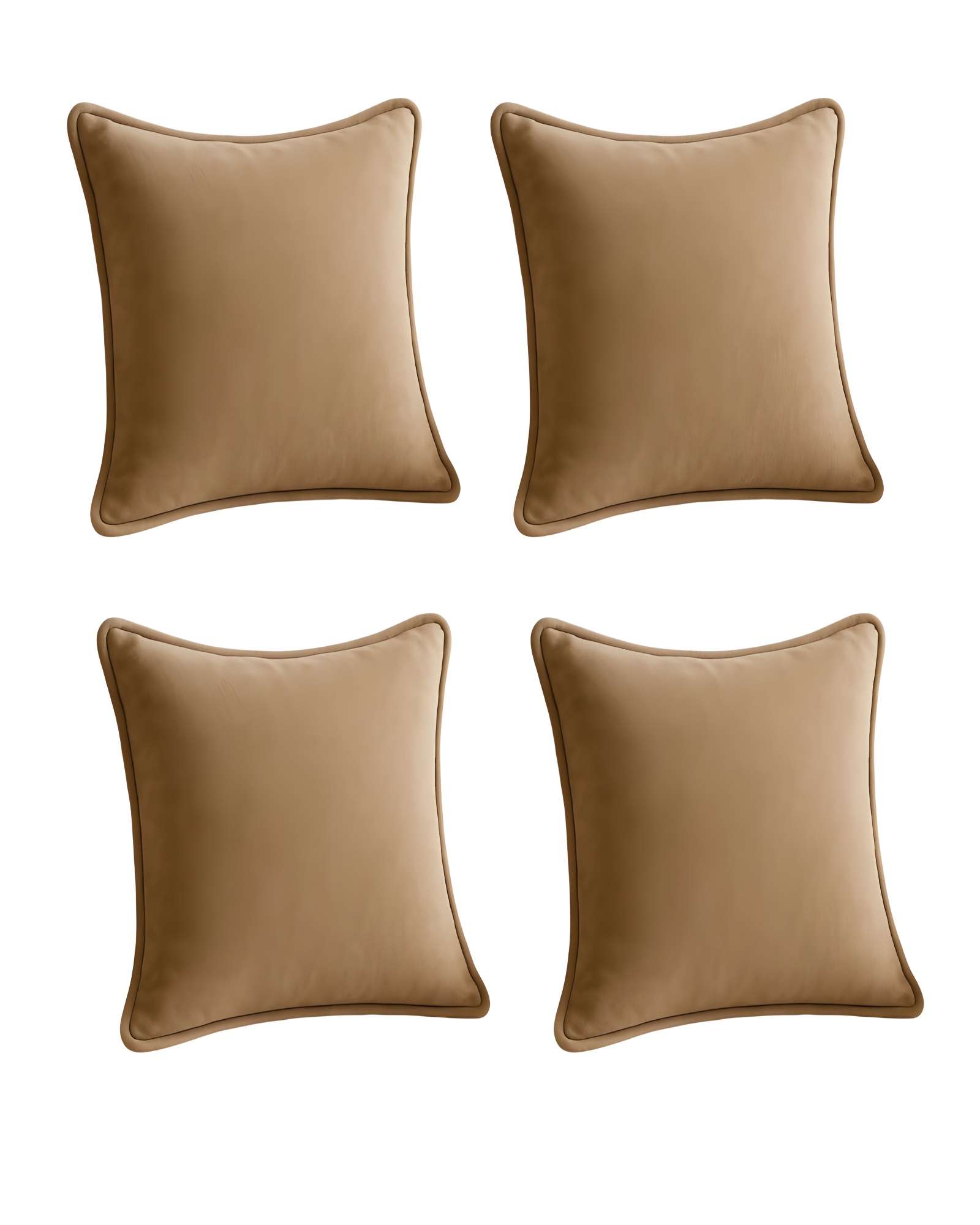 Genérico - Pack De 4 Fundas De Cojin Lisa Con Borde 45X45 Marron