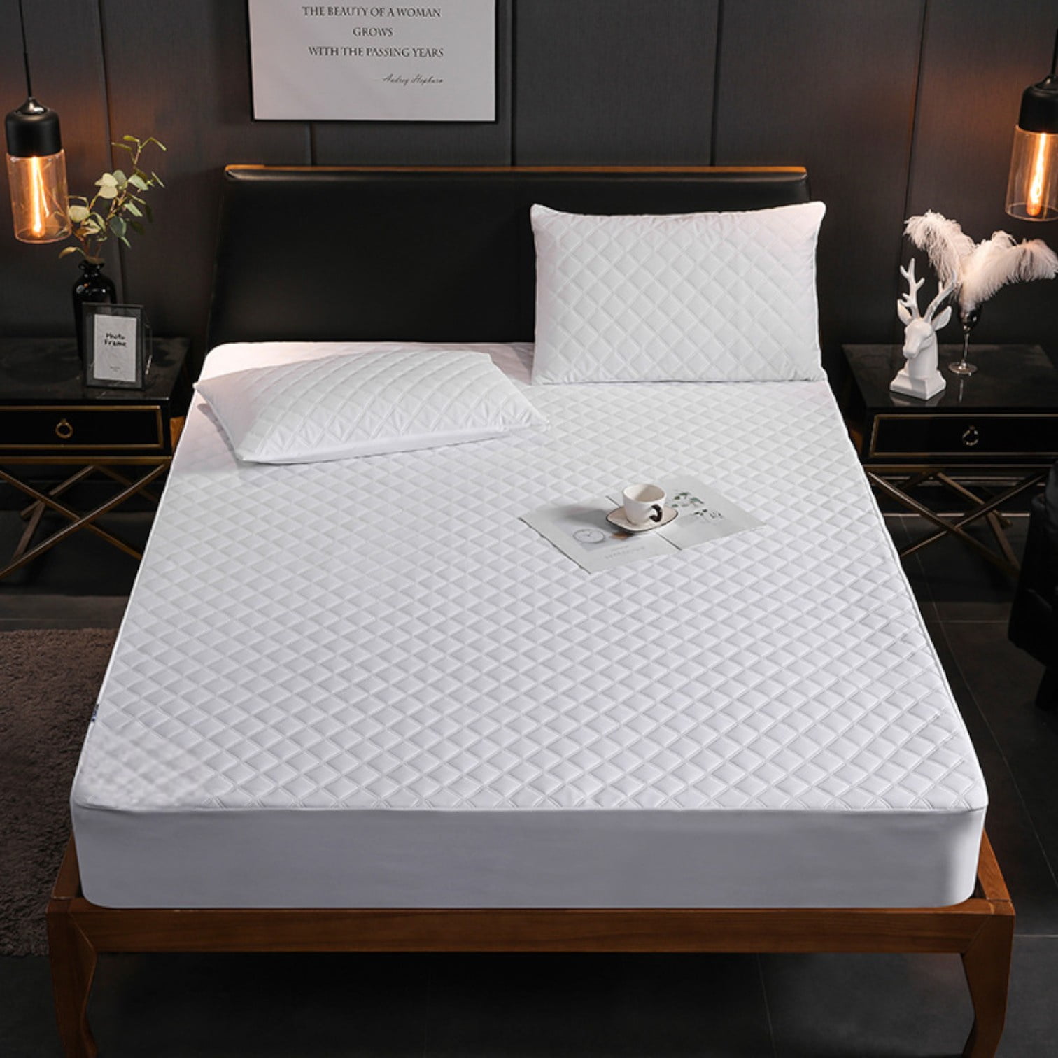 Genérico - Cubrecolchón Impermeable King + 02 Fundas De Almohada Blanco