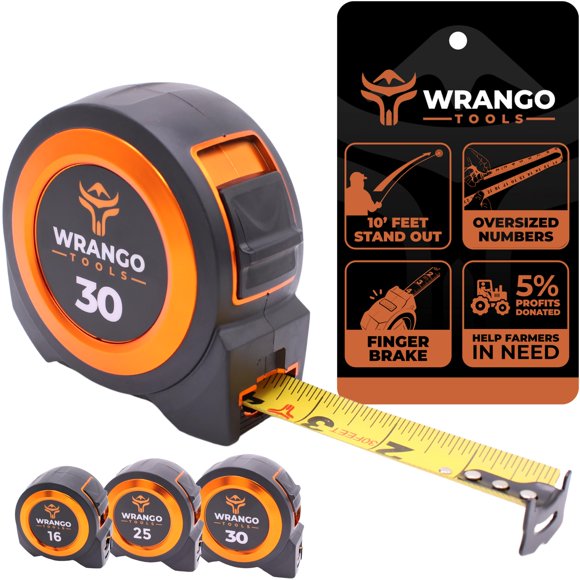 Cinta Métrica Wrangler Tools 9 m con recubrimiento de nylon y alcance sin doblar de 10 ft