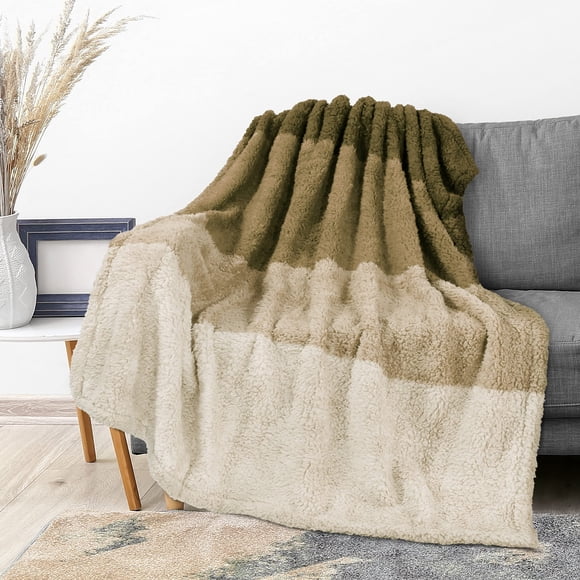 Manta PAVILIA Fluffy Sherpa Ombre 130 x 150 cm, color topo