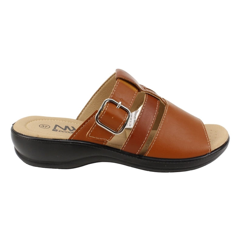 Sandalia New Walk Slip On Broche Marrón