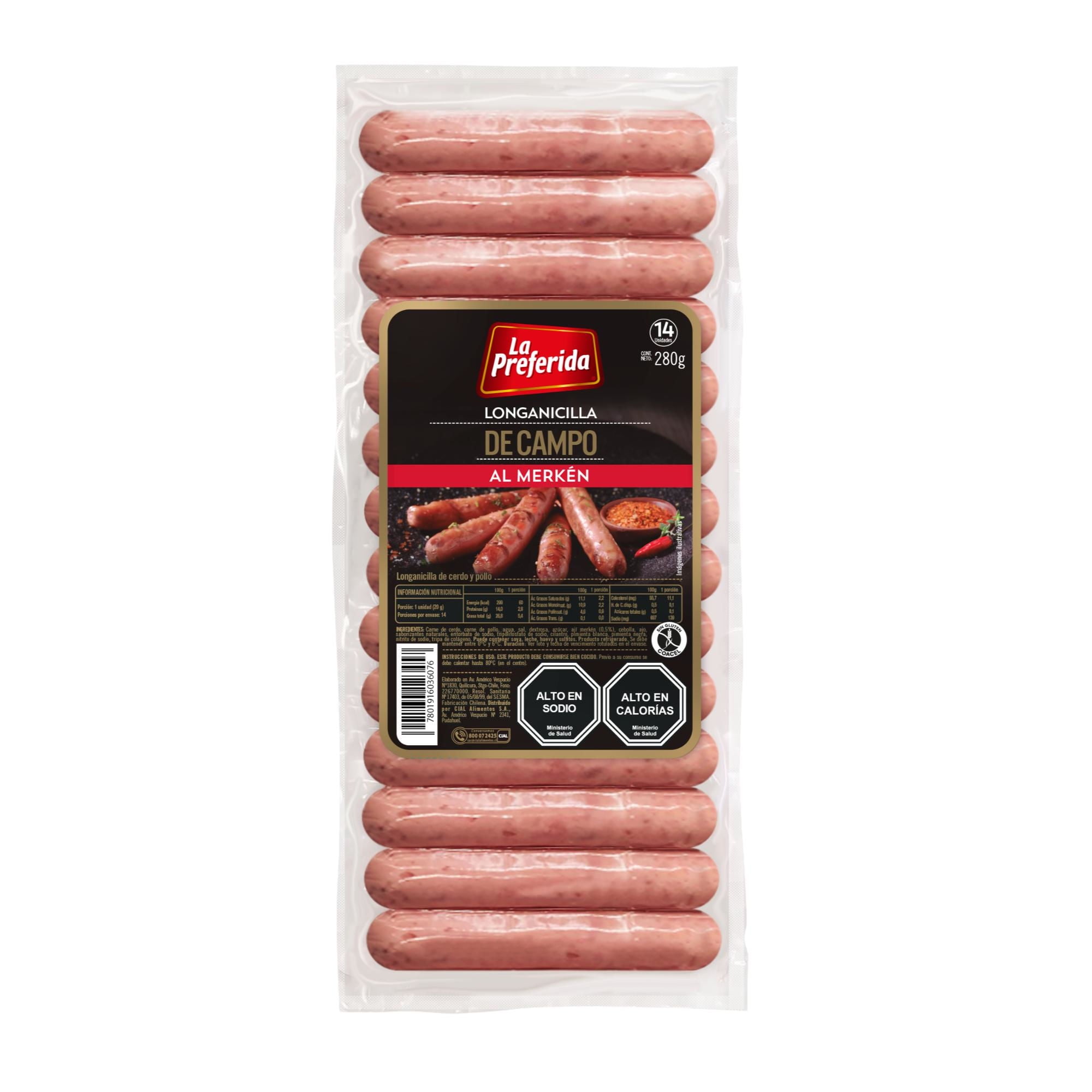 Longanicilla De Campo Al Merkén 14 Un 280 g La Preferida