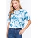 thumbnail image 1 of Saronite Top Corto de Jersey de Algodón de Manga Corta con Estampado Tie-dye, Azul Agua (para Mujer), 1 of 4