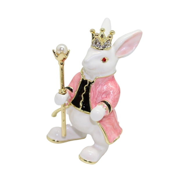 Conejito Estatua Joyero Pendientes Titular Caja De Regalo Con Bisagras Para Cumpleaños Pascua Rosa