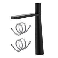 Bothyi - Grifo De Lavabo De Baño, Grifo De Lavabo De Temperatura Ajustable Para Fregadero De Hotel, Largo Negro