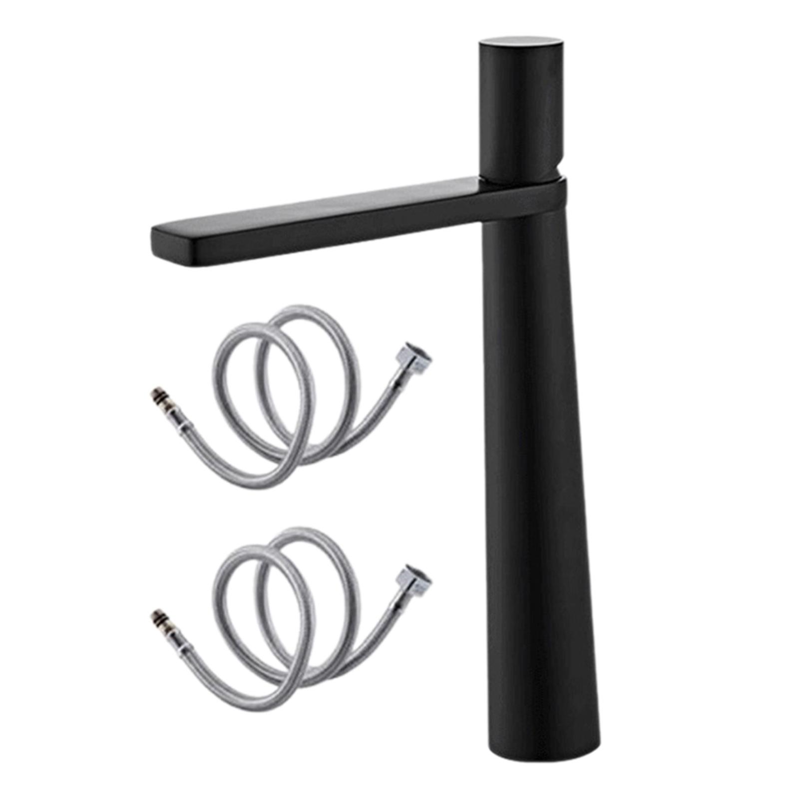 Bothyi - Grifo De Lavabo De Baño, Grifo De Lavabo De Temperatura Ajustable Para Fregadero De Hotel, Largo Negro