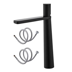 Bothyi - Grifo De Lavabo De Baño, Grifo De Lavabo De Temperatura Ajustable Para Fregadero De Hotel, Largo Negro