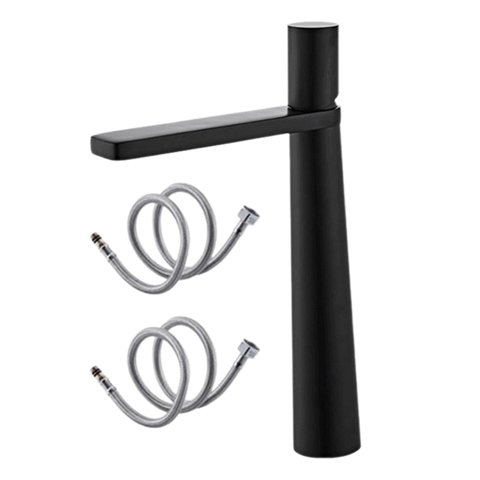 Bothyi - Grifo De Lavabo De Baño, Grifo De Lavabo De Temperatura Ajustable Para Fregadero De Hotel, Largo Negro