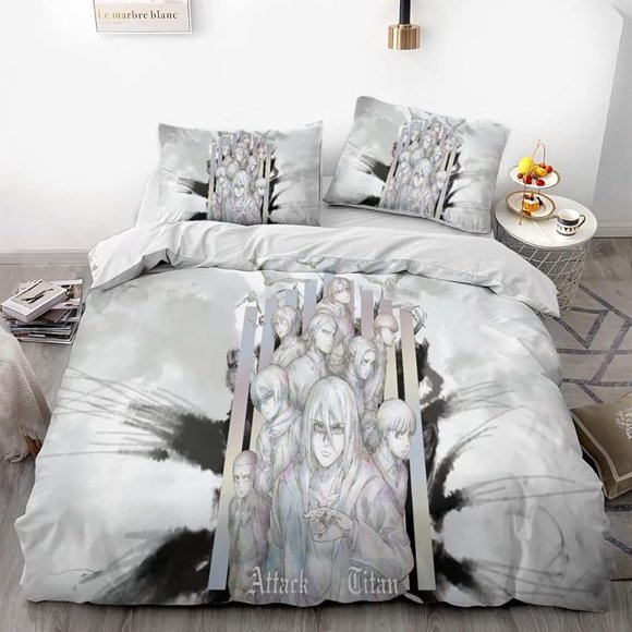 Attack -on- Giant Win-gsofLibe-rty -Anime -Soft 3D Prin-ed Duve-t Cover Bedd-ng Set -with Co-mforter C-over
